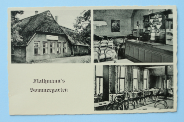Postcard PC Bremen Lesumbrook 1925-1945 Flathmann Summergarden Restaurant Interior Town architecture